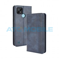 Pouzdro Magnetic Book Realme C21 Retro Texture otev&iacute;rac&iacute; modr&eacute;