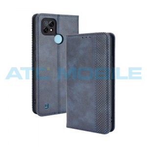 Pouzdro Magnetic Book Realme C21 Retro Texture otev&iacute;rac&iacute; modr&eacute;
