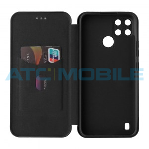 Pouzdro Magnetic Case Realme C21-Y (RMX3263), C25-Y (RMX3269) Carbon Fiber čern&eacute;