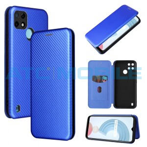 Pouzdro Magnetic Case Realme C21-Y (RMX3263), C25-Y (RMX3269) Carbon Fiber modr&eacute;