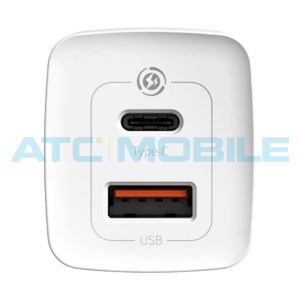 Nab&iacute;ječka Baseus GaN2 Lite 65W (USB-C, USB) b&iacute;l&aacute;