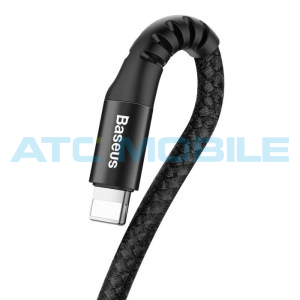 Kabel Baseus pružinov&yacute; USB / Lightning čern&yacute; (2A, 1m)