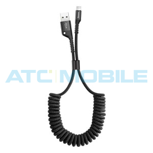 Kabel Baseus pružinov&yacute; USB / Lightning čern&yacute; (2A, 1m)