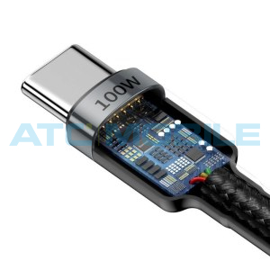 Kabel Baseus Cafule USB-C / USB-C  černo-&scaron;ed&yacute; (100W, 2m, PD2.0, QC 3.0)