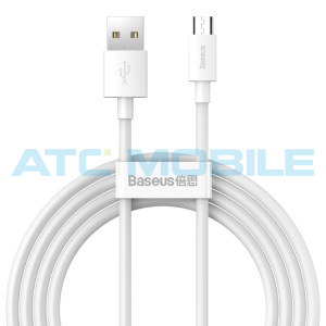 Sada kabelů Baseus Simple Wisdom USB / microUSB b&iacute;l&yacute; (2,1A, 1,5m) - 2 ks v balen&iacute;