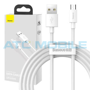 Sada kabelů Baseus Simple Wisdom USB / microUSB b&iacute;l&yacute; (2,1A, 1,5m) - 2 ks v balen&iacute;