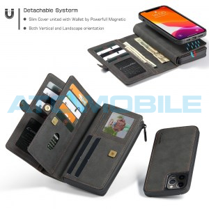 Pouzdro CaseMe Multi iPhone 12 Pro Max čern&eacute;, otev&iacute;rac&iacute; (peněženka, kryt, doklady, karty, foto)