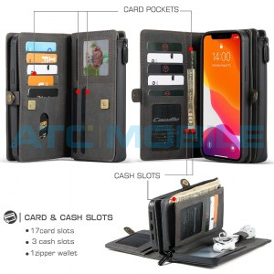 Pouzdro CaseMe Multi iPhone 12 Pro Max čern&eacute;, otev&iacute;rac&iacute; (peněženka, kryt, doklady, karty, foto)