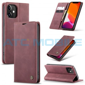 Pouzdro CaseMe Magnetic Book iPhone 12, 12 Pro červen&eacute;