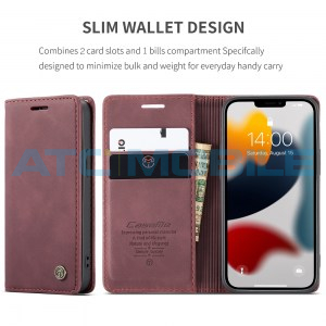 Pouzdro CaseMe Magnetic Book iPhone 13 Mini červen&eacute;