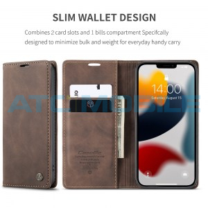 Pouzdro CaseMe Magnetic Book iPhone 13 Pro hněd&eacute;