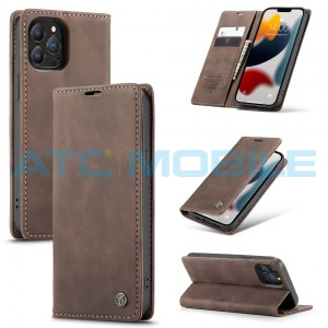 Pouzdro CaseMe Magnetic Book iPhone 13 Pro hněd&eacute;