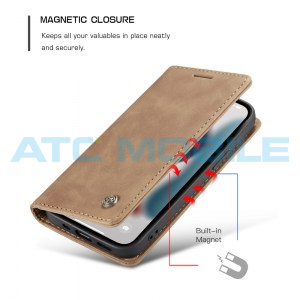 Pouzdro CaseMe Magnetic Book iPhone 13 Pro Max světle hněd&eacute;