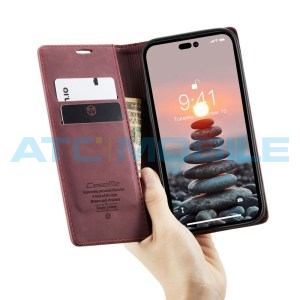 Pouzdro CaseMe Book  iPhone 15 Pro Max červen&eacute; (Wine Red)