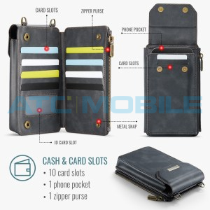 Luxusn&iacute; ta&scaron;ka CaseMe čern&aacute; (telefon, karty, RFID blokace, velikost do 7,3