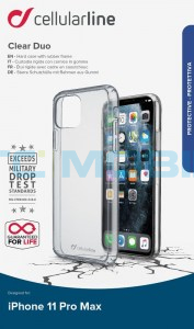 Cellularline CLEAR DUO iPhone 11 Pro Max zadn&iacute; čir&yacute; kryt s ochrann&yacute;m r&aacute;mečkem