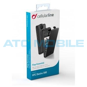 Pouzdro CellularLine Flap Essential - otev&iacute;rac&iacute; pro HTC Desire 300 čern&eacute;