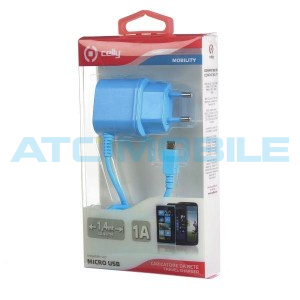 CELLY cestovn&iacute; nab&iacute;ječka microUSB (1A) modr&aacute;