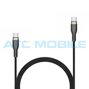 Kabel FIXED USB-C / USB-C 1,2m, opleten&yacute;, čern&yacute; (100W, USB 2.0)