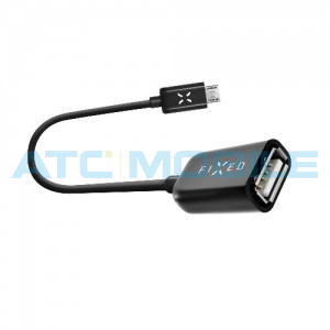 MicroUSB OTG adapt&eacute;r FIXED pro mobiln&iacute; telefony a tablety, USB 2.0, čern&yacute;