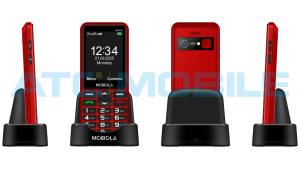 Mobiola MB900 4G Senior červen&yacute; + stoln&iacute; nab&iacute;ječka