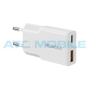 Nab&iacute;ječka Mobiola Slim 30W (USB + USB-C), b&iacute;l&aacute; 