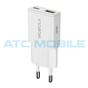 Nab&iacute;ječka Mobiola Slim 30W (USB + USB-C), b&iacute;l&aacute; 