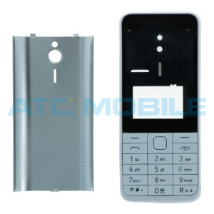 Předn&iacute;, středn&iacute;, zadn&iacute; kryt a kl&aacute;vesnice Nokia 230 b&iacute;l&yacute;