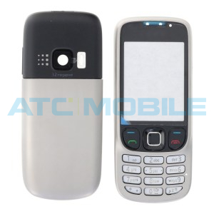 Předn&iacute;, středn&iacute;, zadn&iacute; kryt a kl&aacute;vesnice Nokia 6303 Classic stř&iacute;brn&yacute; (OEM)
