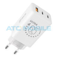 Nab&iacute;ječka OBAL:ME GaN 65W (USB + 2x USB-C), b&iacute;l&aacute; 