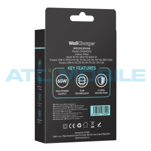 Nab&iacute;ječka OBAL:ME GaM 65W (USB + 2xUSB-C), b&iacute;l&aacute; 