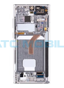 Displej + dotyk + r&aacute;m Samsung Galaxy S22 Ultra 5G (SM-S908B) b&iacute;l&yacute; (Service Pack) - GH82-27488C