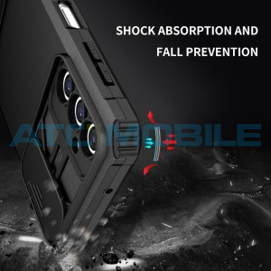 Shield4U Shockproof Camera Sliding kryt Samsung Galaxy A14 5G (SM-A146) s uzavřen&iacute;m kamery, čern&yacute;
