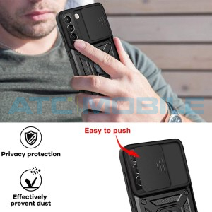 Shockproof Camera Sliding kryt Shield4U Samsung Galaxy S22 5G (SM-S901B) s uzavřen&iacute;m kamery čern&yacute;