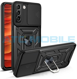Shockproof Camera Sliding kryt Shield4U Samsung Galaxy S22 5G (SM-S901B) s uzavřen&iacute;m kamery čern&yacute;