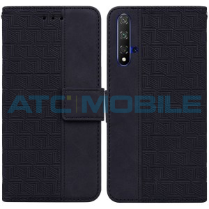 Pouzdro Shield4U Huawei Nova 5T (YAL-L21), Honor 20 (YAL-L21A) Geometric Texture otev&iacute;rac&iacute; čern&eacute;