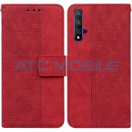 Pouzdro Shield4U Huawei Nova 5T (YAL-L21), Honor 20 (YAL-L21A) Geometric Texture otev&iacute;rac&iacute; červen&eacute;