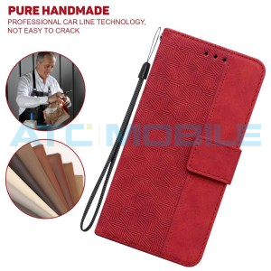 Pouzdro Shield4U Huawei Nova 5T (YAL-L21), Honor 20 (YAL-L21A) Geometric Texture otev&iacute;rac&iacute; červen&eacute;