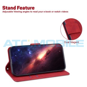 Pouzdro Shield4U Huawei Nova 5T (YAL-L21), Honor 20 (YAL-L21A) Geometric Texture otev&iacute;rac&iacute; červen&eacute;