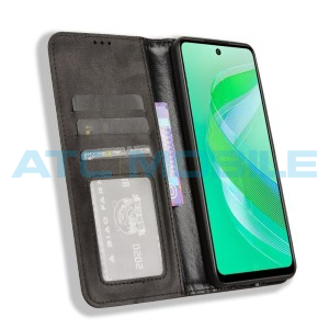 Pouzdro Shield4U Magnetic Infinix Smart 8 (X6525) Retro Texture otev&iacute;rac&iacute; čern&eacute;