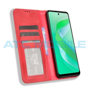 Pouzdro Shield4U Magnetic Infinix Smart 8 (X6525) Retro Texture otev&iacute;rac&iacute; červen&eacute;
