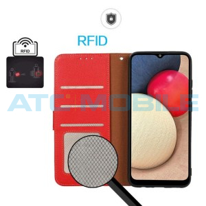 Pouzdro Shield4U Motorola Edge 70 Fusion (XT2605) Litchi RFID blokace, červen&eacute;