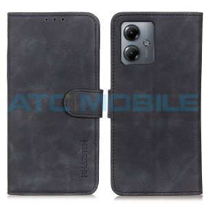 Pouzdro Shield4U Motorola Moto G14 4G Retro Texture otev&iacute;rac&iacute; čern&eacute;