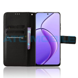 Pouzdro Shield4U Realme 12 5G (RMX3999), Realme 12X 5G (RMX3997) Diamond Texture otev&iacute;rac&iacute;, čern&eacute;