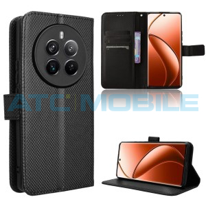 Pouzdro Shield4U Realme 12+ 5G (RMX3867) Diamond Texture otev&iacute;rac&iacute;, čern&eacute;