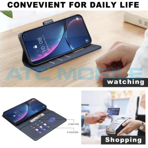 Pouzdro Shield4U Realme 14 5G Litchi RFID blokace, otev&iacute;rac&iacute; modr&eacute;