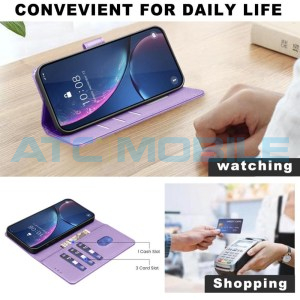 Pouzdro Shield4U Realme 14 5G Litchi RFID blokace, otev&iacute;rac&iacute; fialov&eacute;