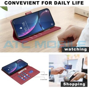 Pouzdro Shield4U Realme 14 5G Litchi RFID blokace, otev&iacute;rac&iacute; červen&eacute;