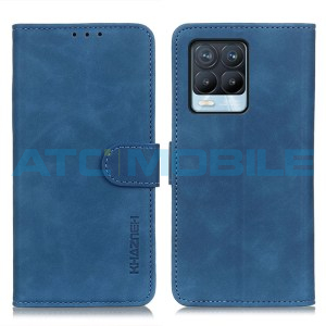 Pouzdro Shield4U Realme 8, 8 Pro Retro Texture otev&iacute;rac&iacute; modr&eacute;