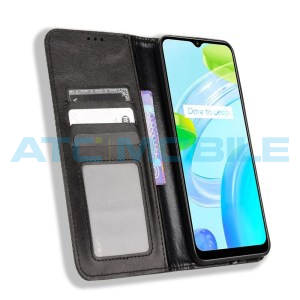 Pouzdro Shield4U Realme C30 Magnetic Buckle Texture otev&iacute;rac&iacute; čern&eacute;